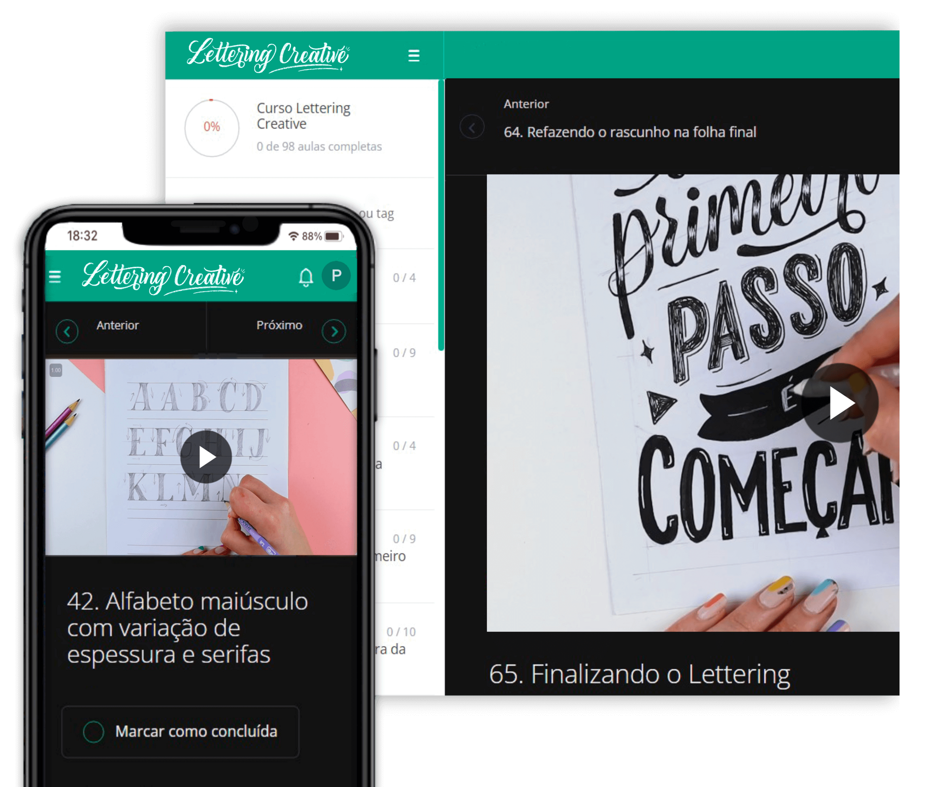 Como é o curso por dentro com os módulos e seleções de aulas